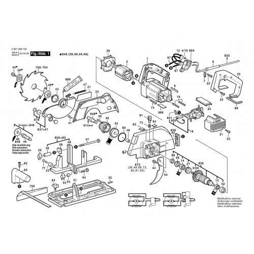 Запчасти для пилы Bosch GKS 65 (0601568103)